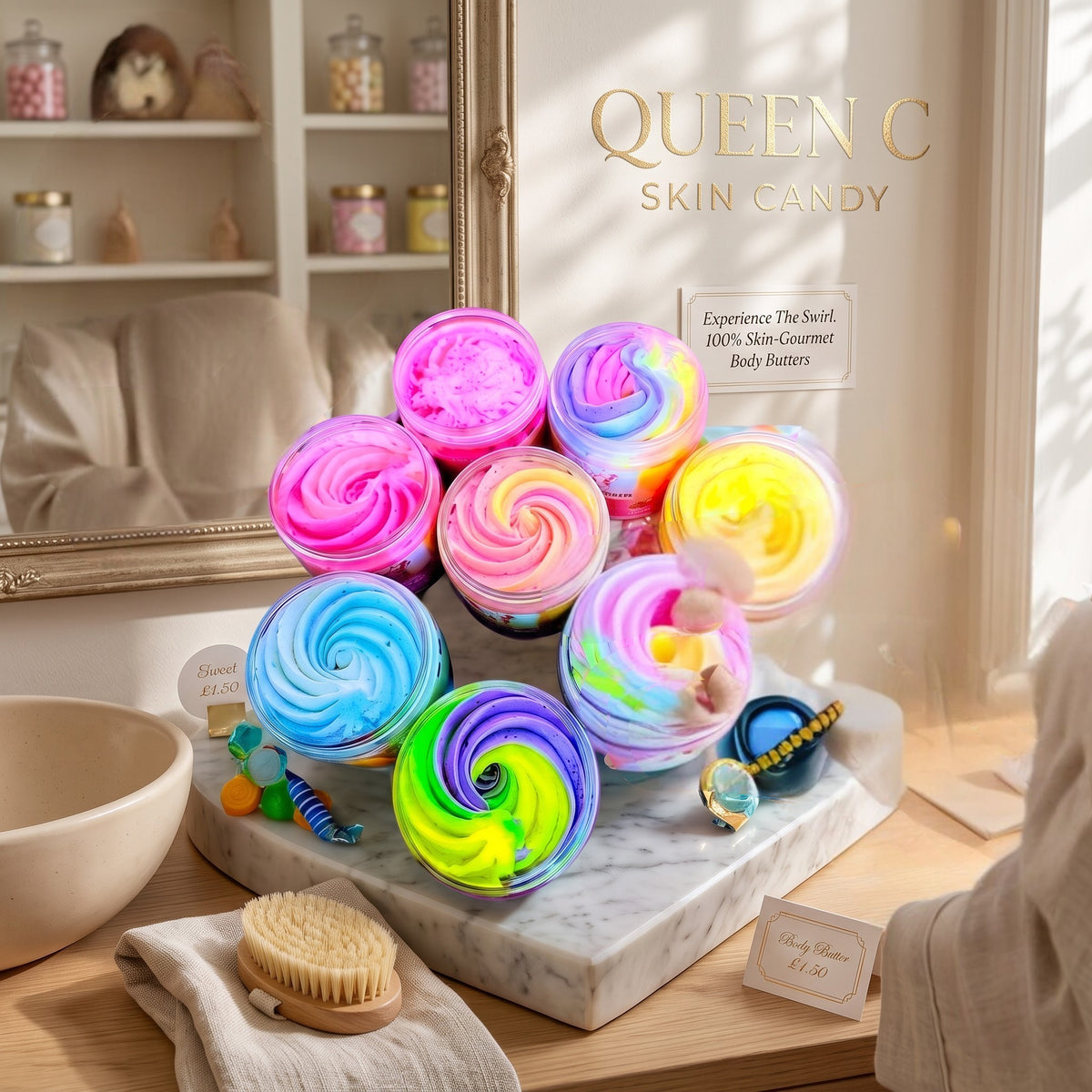WHIPPED BODY BUTTER -Over 100 scents with Personalized Bling Lid with Initial
